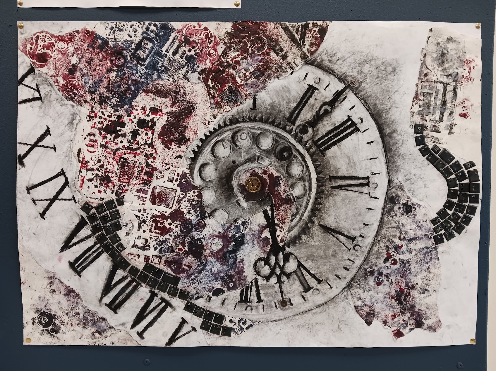 Clockwork print and charcoal outcome
